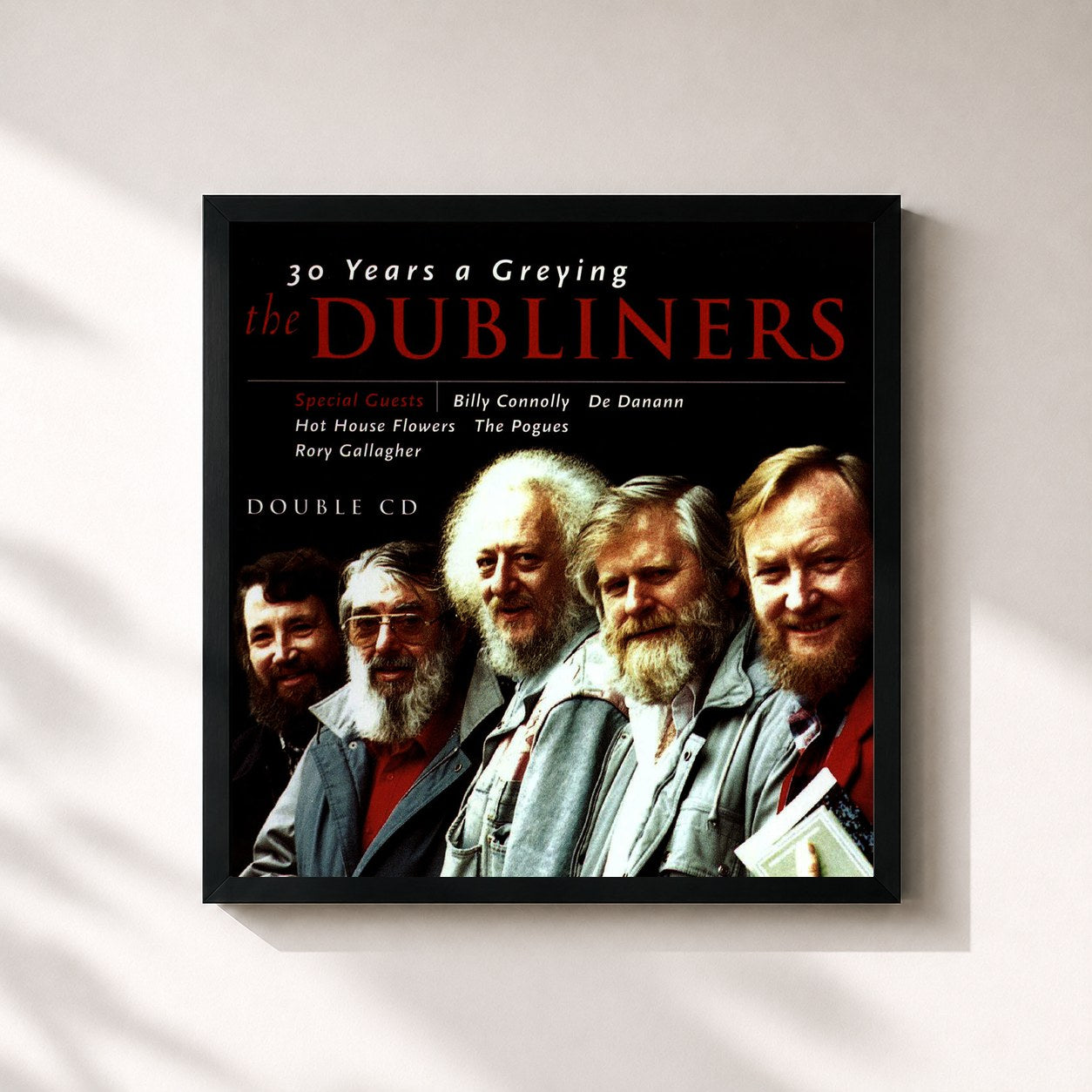 #noir Tableau carré de l'album 30 Years A Greying de The Dubliners, cadre noir 32x32 cm