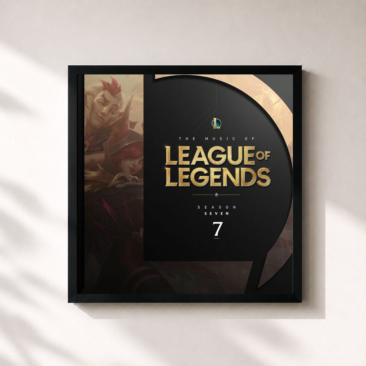 #noir Tableau carré de l'album The Music of League of Legends: Season 7 (Original Game Soundtrack) de League of Legends, cadre noir 32x32 cm