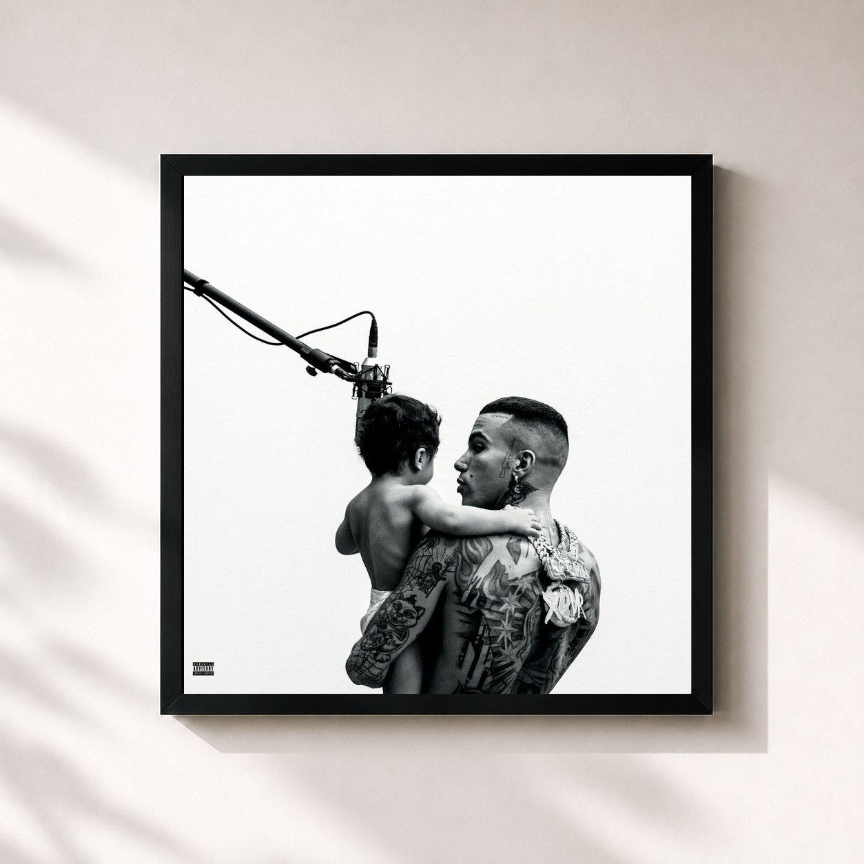 #noir Tableau carré de l'album X2VR de Sfera Ebbasta, cadre noir 32x32 cm
