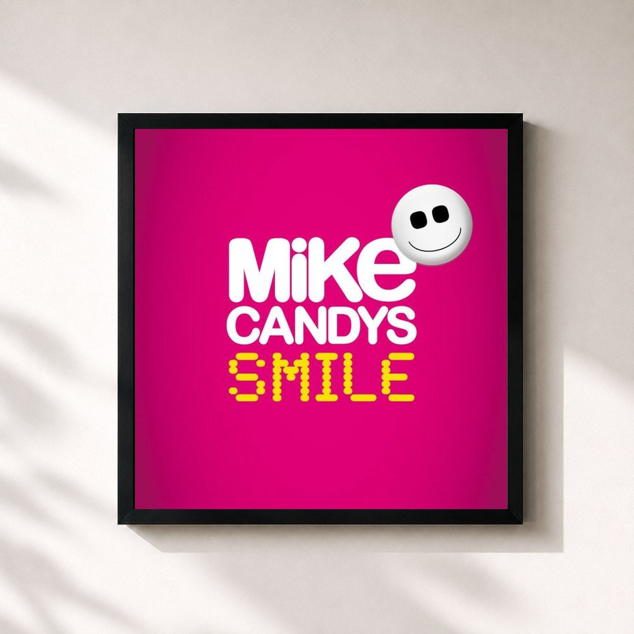 #noir Tableau carré de l'album Smile de Mike Candys, cadre noir 32x32 cm