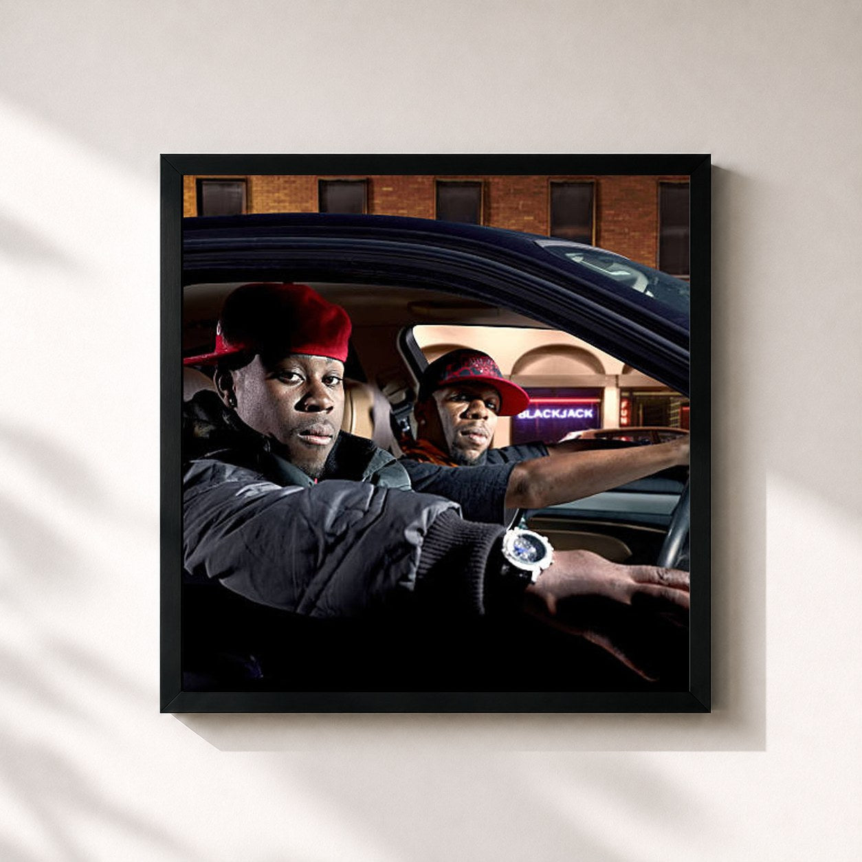 #noir Tableau carré de l'album Candy Cane Stripes de Thomas, cadre noir 32x32 cm