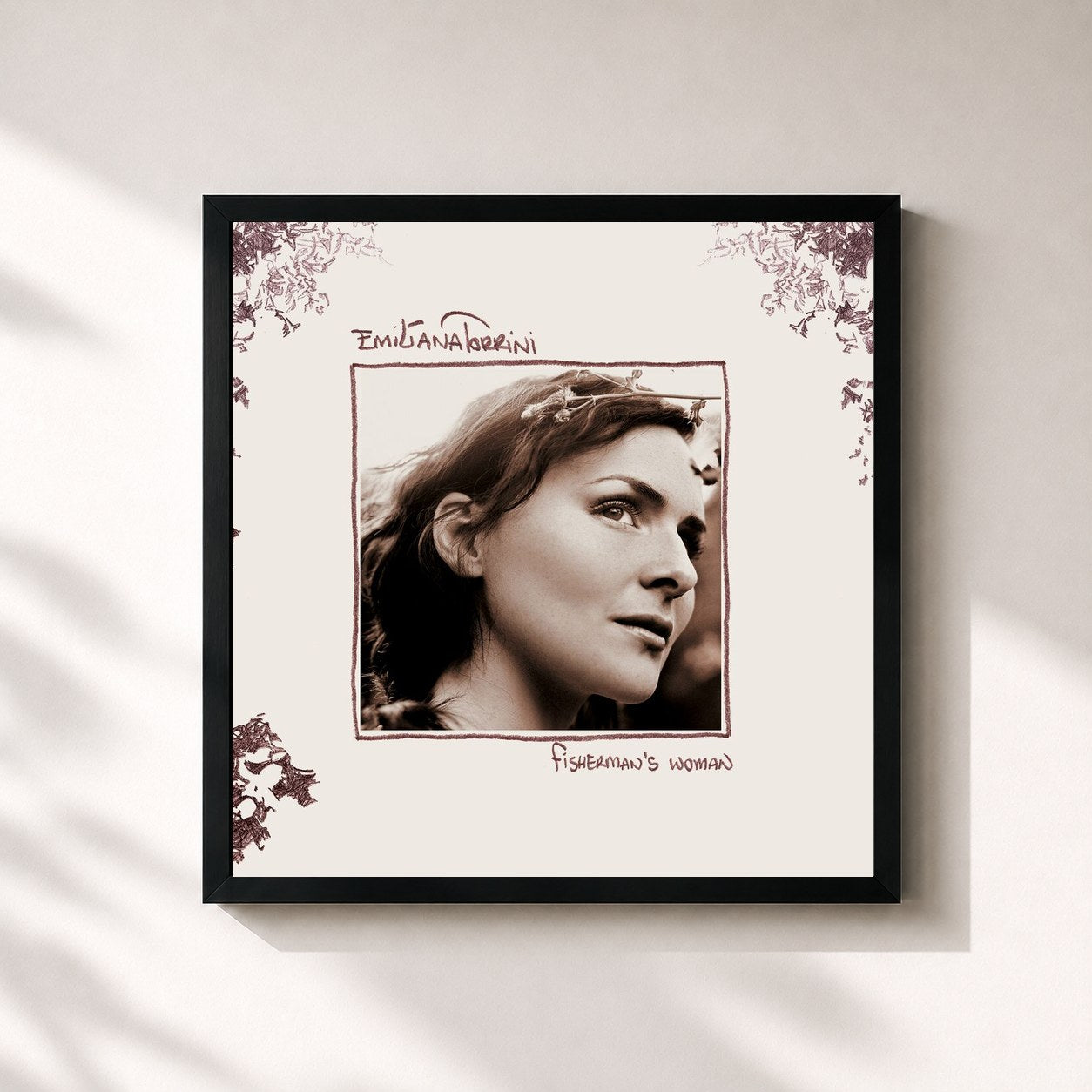 #noir Tableau carré de l'album Fisherman's Woman de Emilíana Torrini, cadre noir 32x32 cm