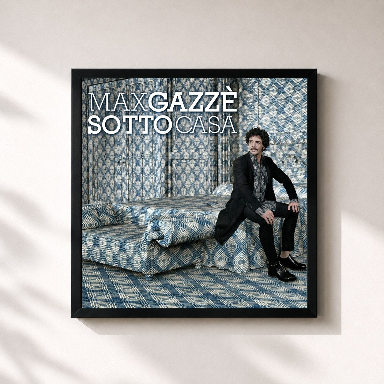 #noir Tableau carré de l'album Sotto Casa de Max Gazzè, cadre noir 32x32 cm