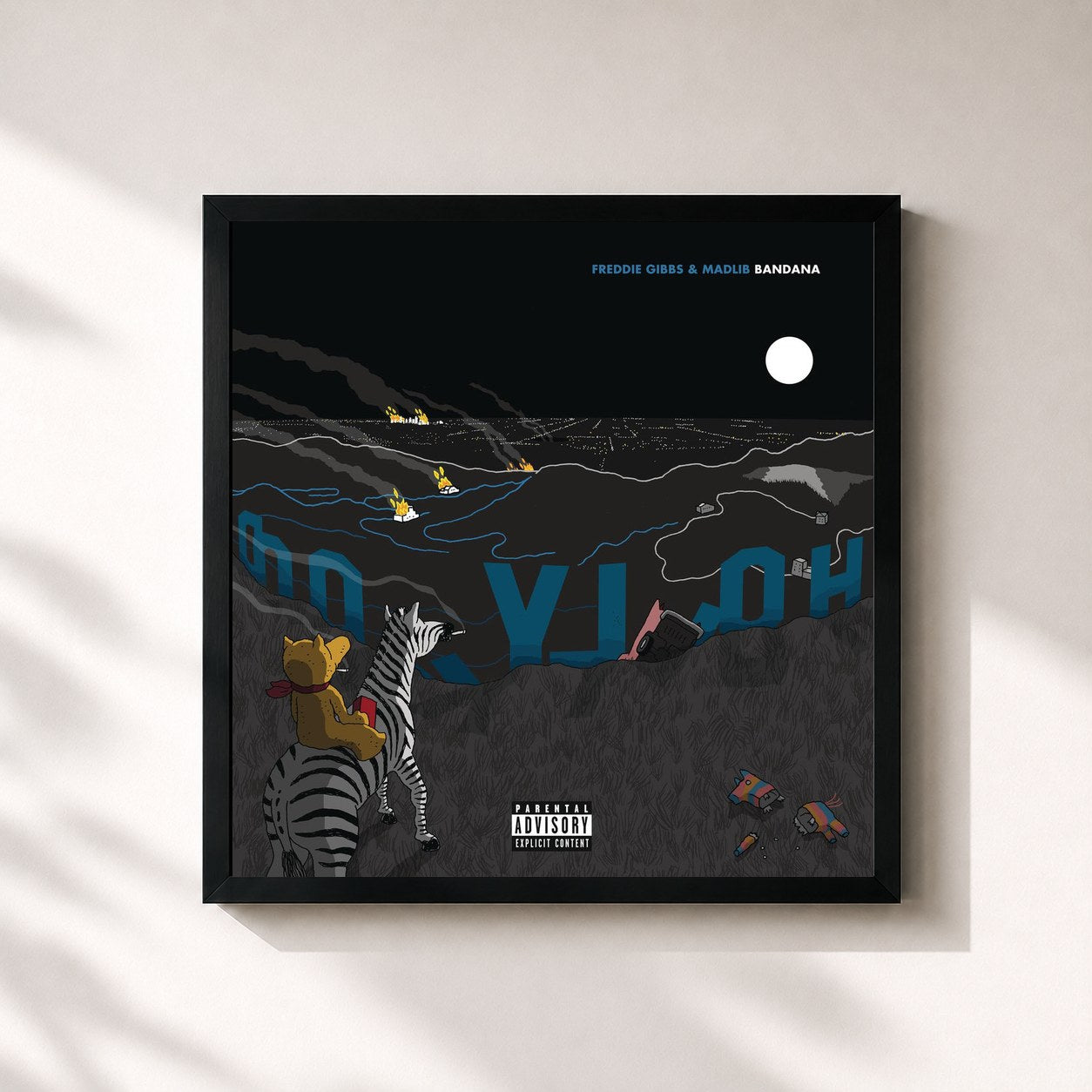 #noir Tableau carré de l'album Bandana de Freddie Gibbs, cadre noir 32x32 cm