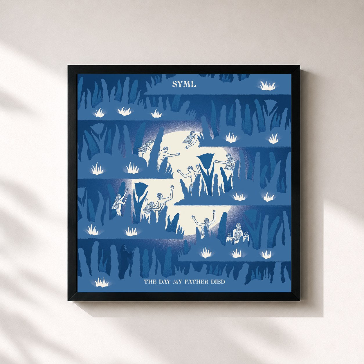 #noir Tableau carré de l'album The Day My Father Died de SYML, cadre noir 32x32 cm