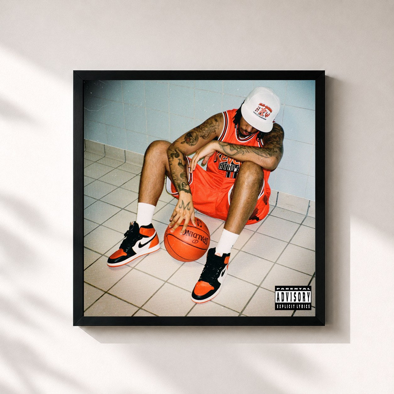 #noir Tableau carré de l'album Flu Game de AJ Tracey, cadre noir 32x32 cm