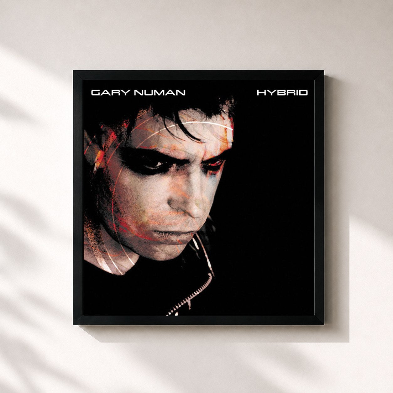 #noir Tableau carré de l'album Hybrid CD #1 de Gary Numan, cadre noir 32x32 cm