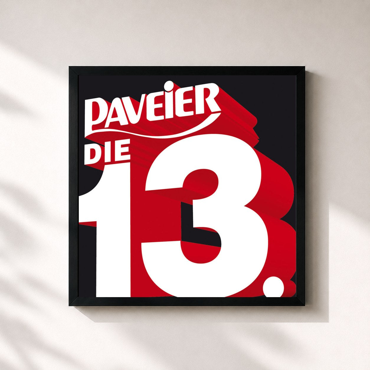 #noir Tableau carré de l'album Die 13. de Paveier, cadre noir 32x32 cm
