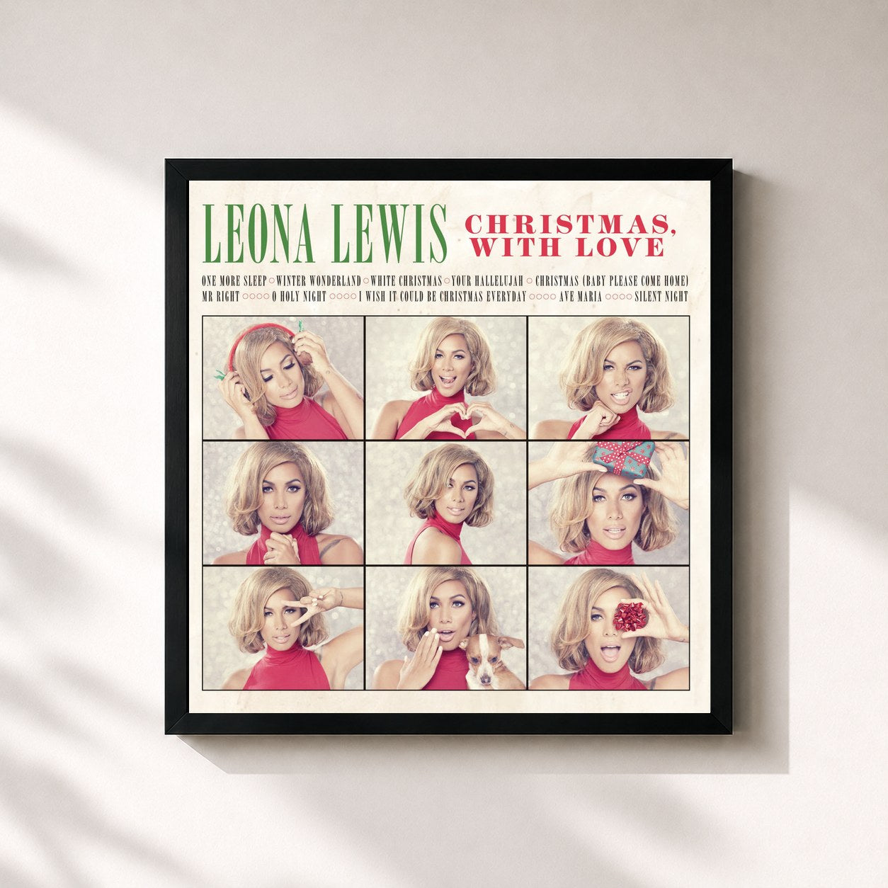 #noir Tableau carré de l'album Christmas, With Love de Leona Lewis, cadre noir 32x32 cm