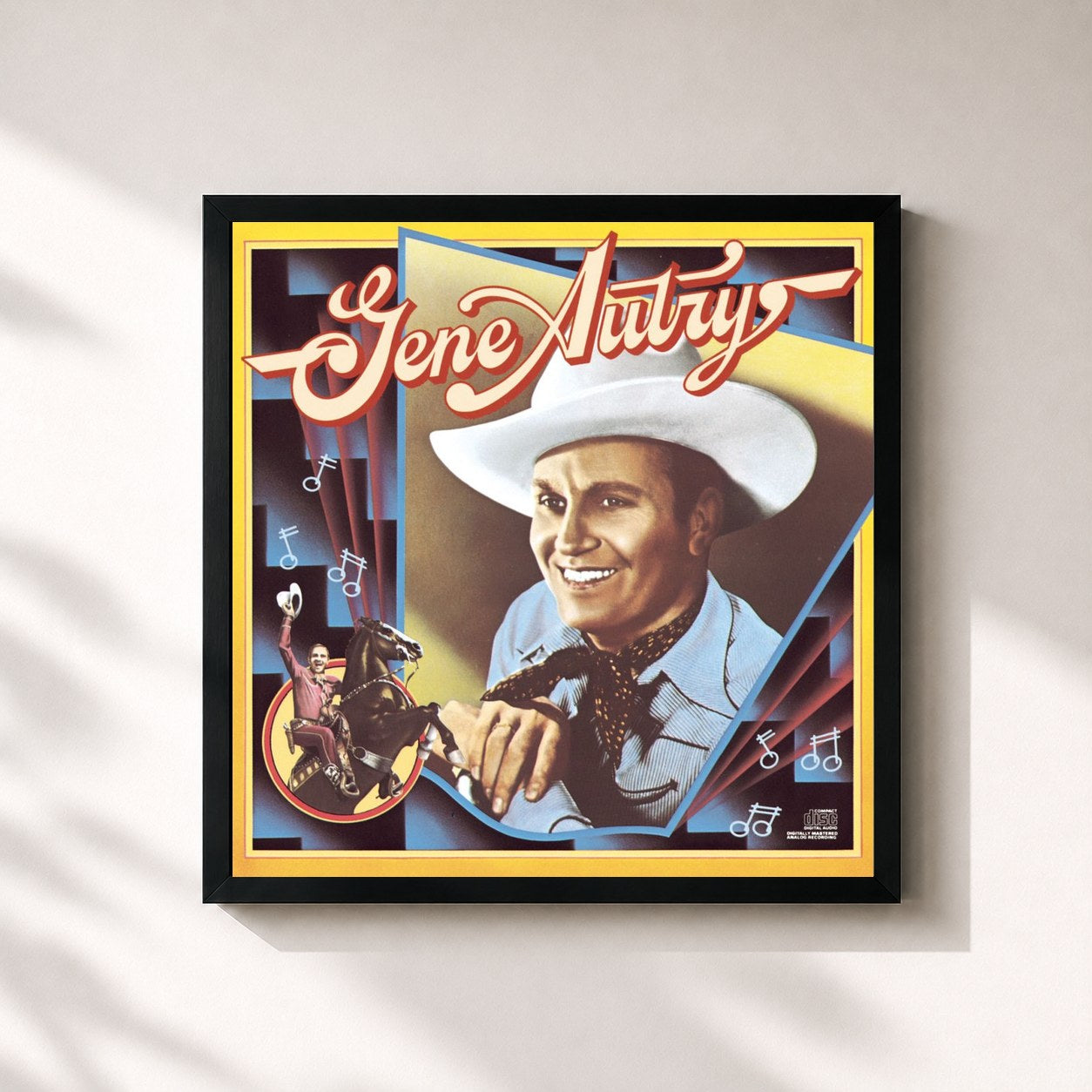 #noir Tableau carré de l'album Columbia Historic Edition de Gene Autry, cadre noir 32x32 cm