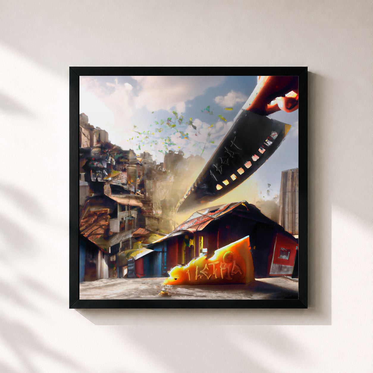 #noir Tableau carré de l'album 1 Beat 1 Letra de Mc Hariel, cadre noir 32x32 cm