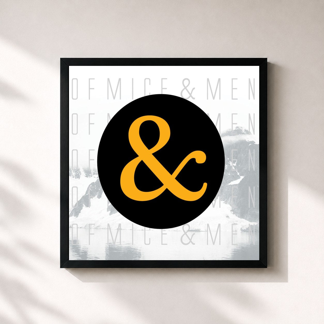 #noir Tableau carré de l'album Of Mice & Men de Of Mice & Men, cadre noir 32x32 cm