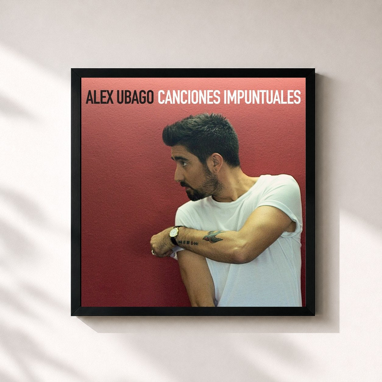 #noir Tableau carré de l'album Canciones impuntuales de Álex Ubago, cadre noir 32x32 cm