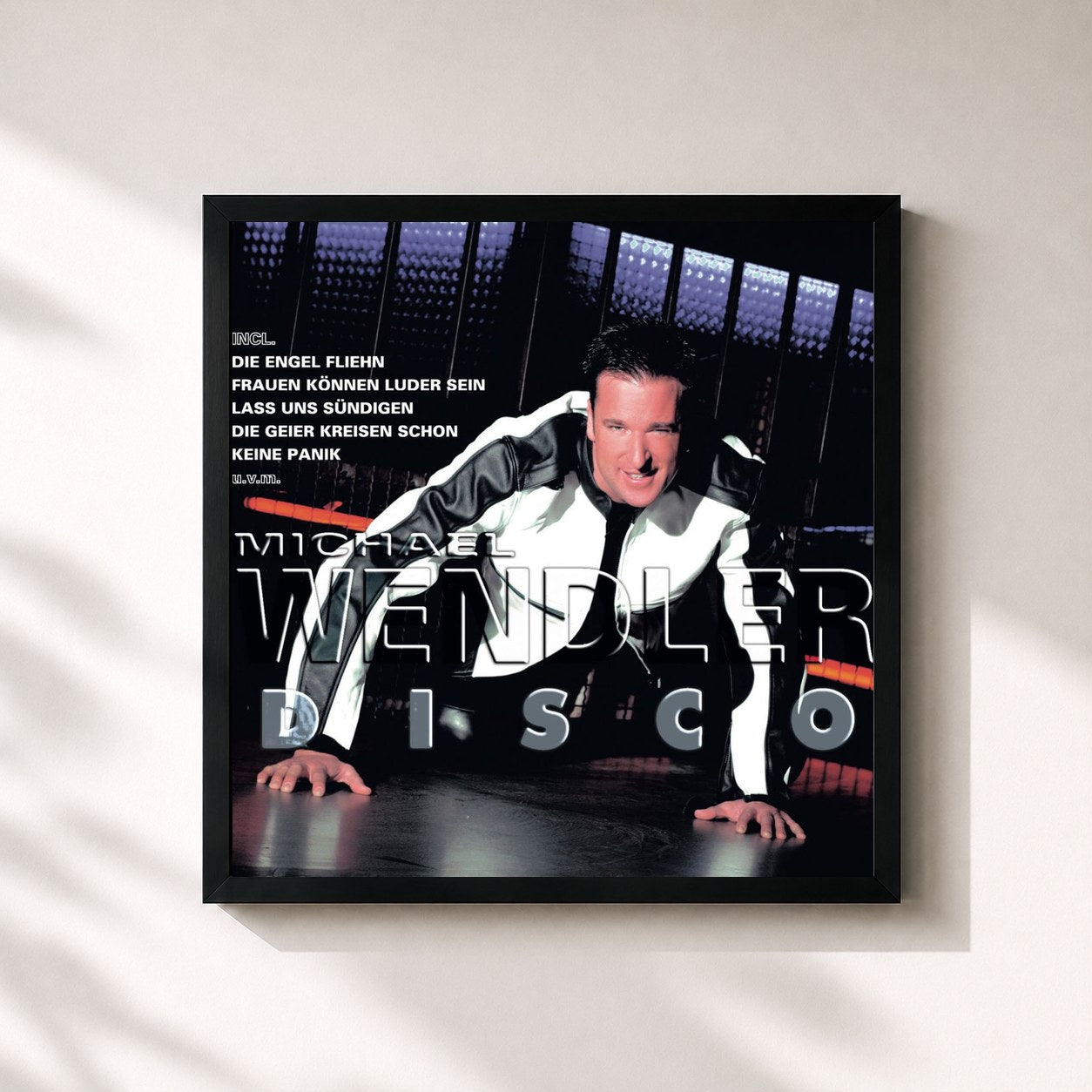 #noir Tableau carré de l'album Disco de Michael Wendler, cadre noir 32x32 cm