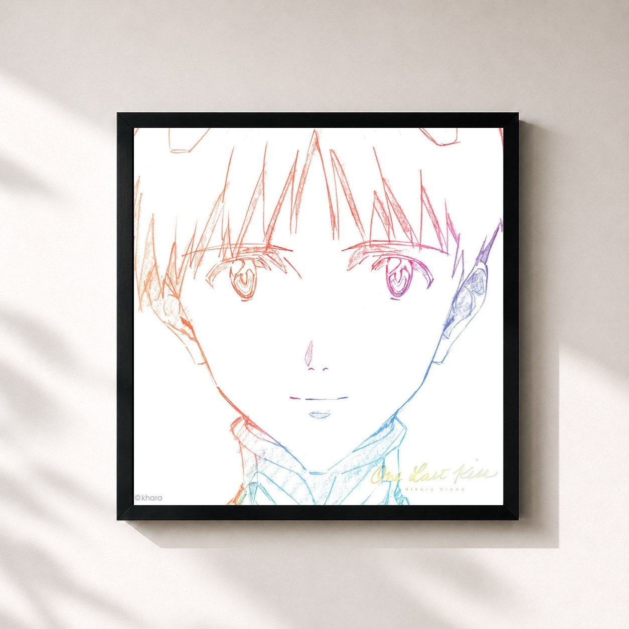 #noir Tableau carré de l'album One Last Kiss de Hikaru Utada, cadre noir 32x32 cm