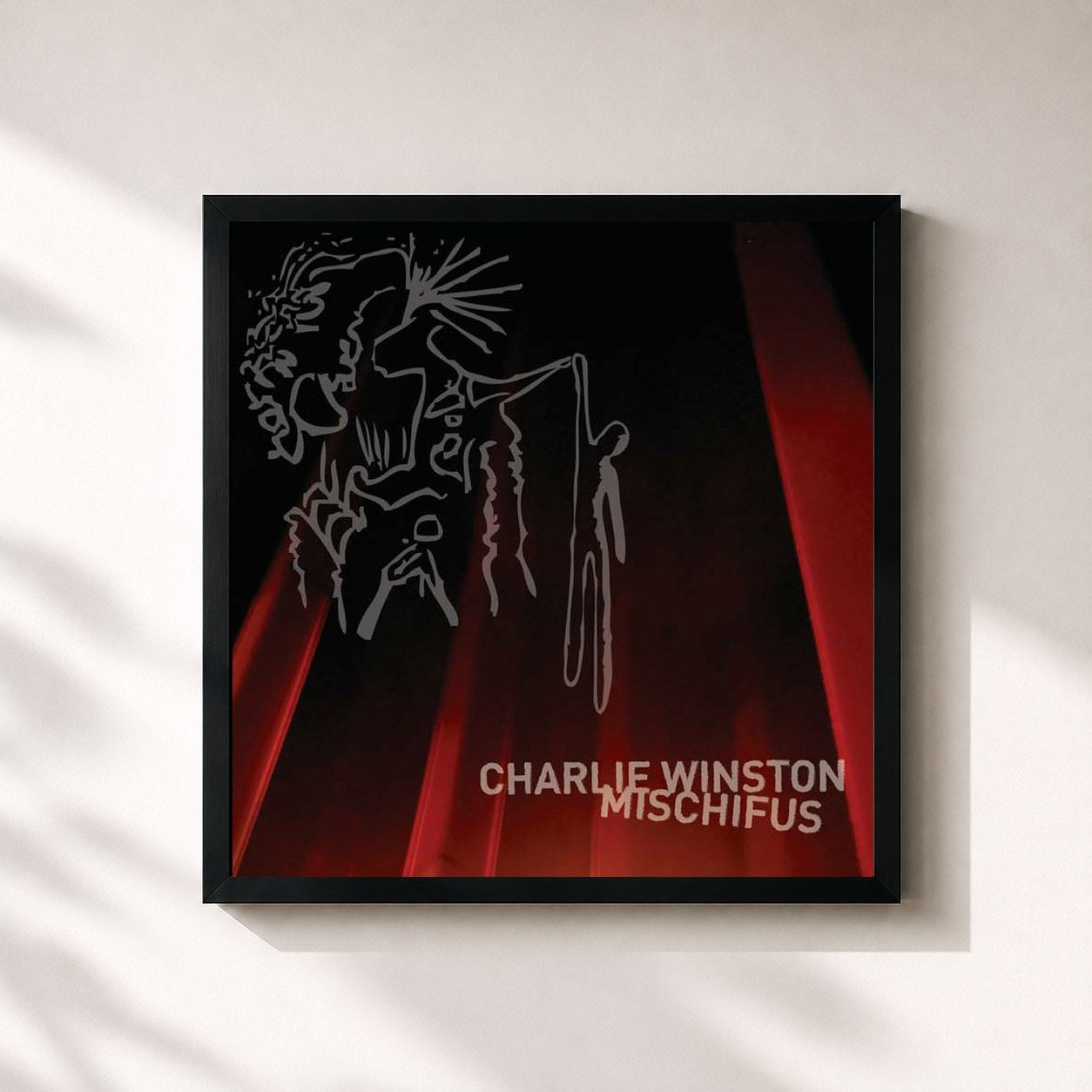 #noir Tableau carré de l'album Mischifus de Charlie Winston, cadre noir 32x32 cm