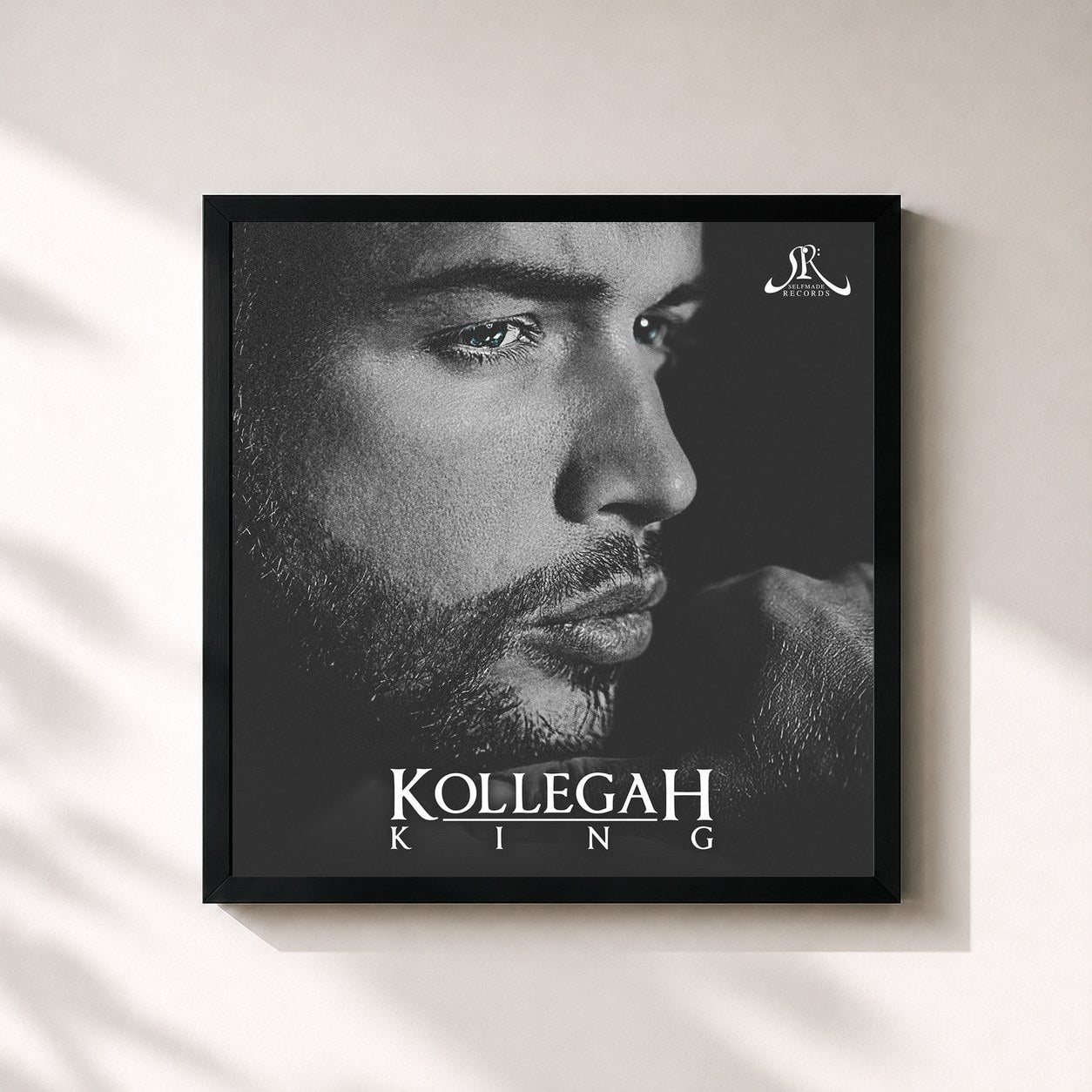 #noir Tableau carré de l'album King de Kollegah, cadre noir 32x32 cm
