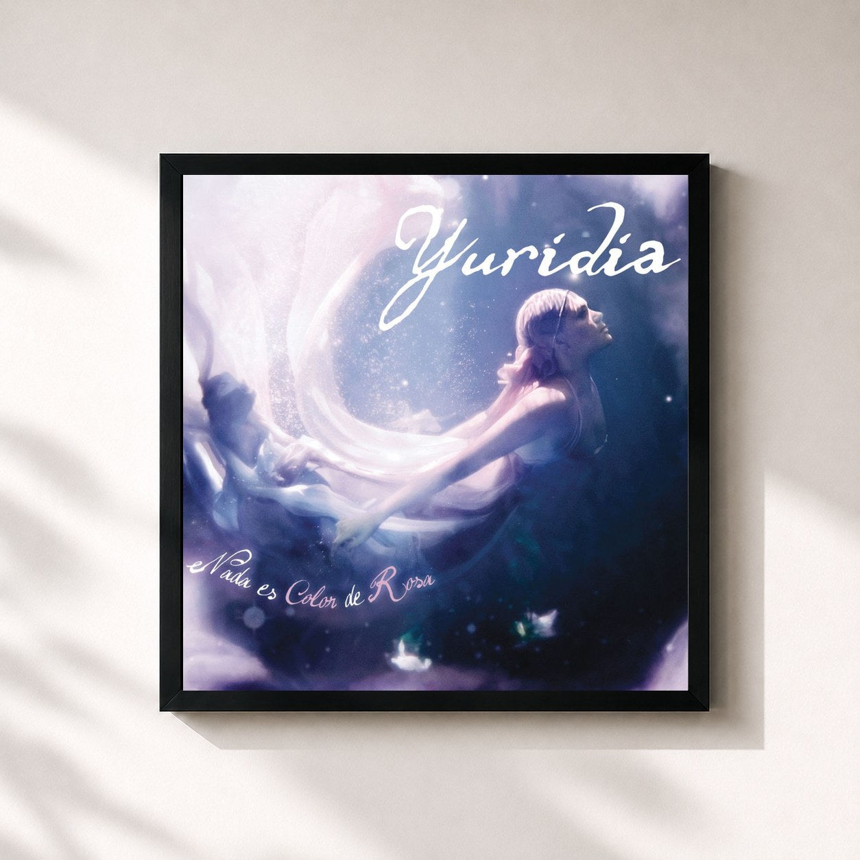 #noir Tableau carré de l'album Nada Es Color De Rosa de Yuridia, cadre noir 32x32 cm