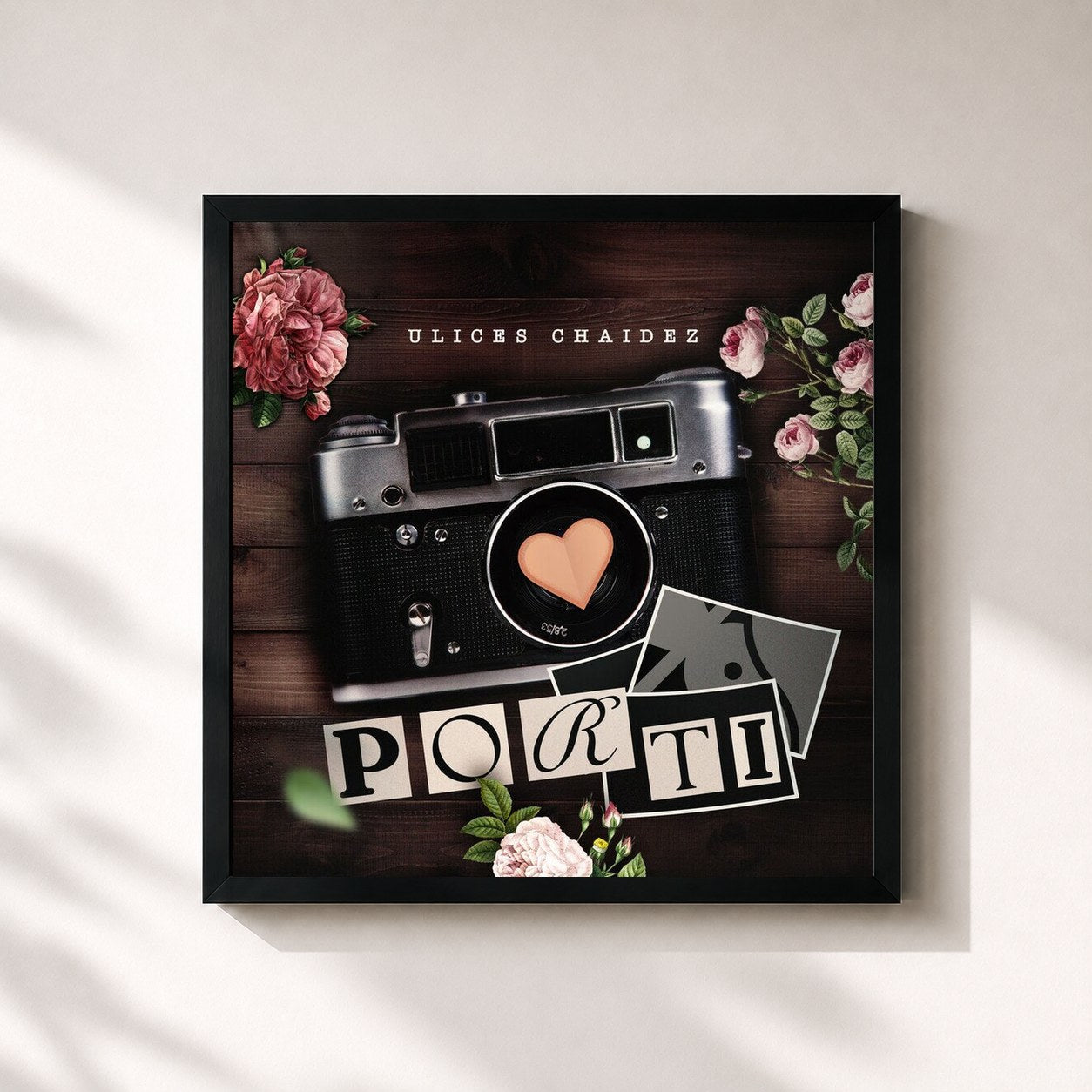 #noir Tableau carré de l'album Por Ti de Ulices Chaidez, cadre noir 32x32 cm