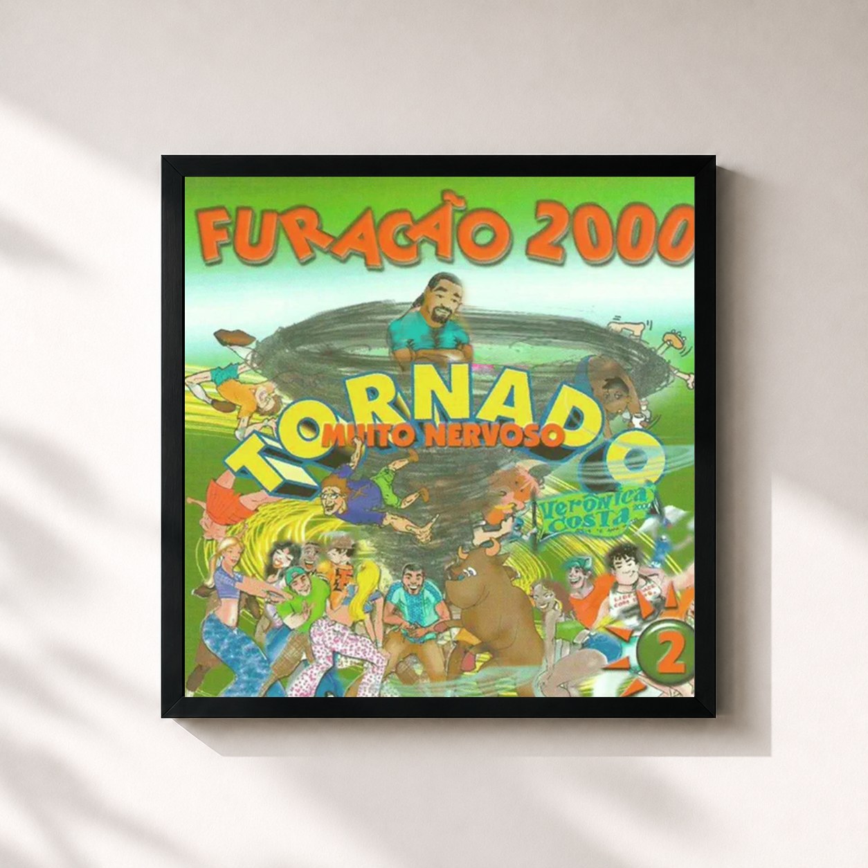 #noir Tableau carré de l'album Tornado Muito Nervoso 2 de Furacão 2000, cadre noir 32x32 cm
