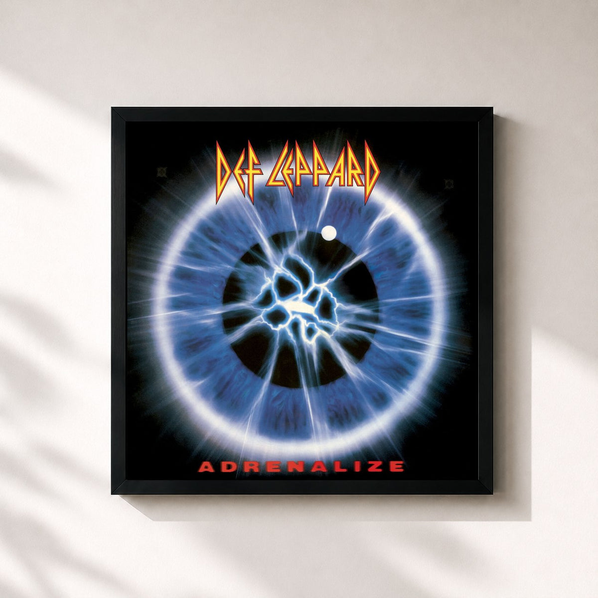 #noir Tableau carré de l'album Adrenalize de Def Leppard, cadre noir 32x32 cm