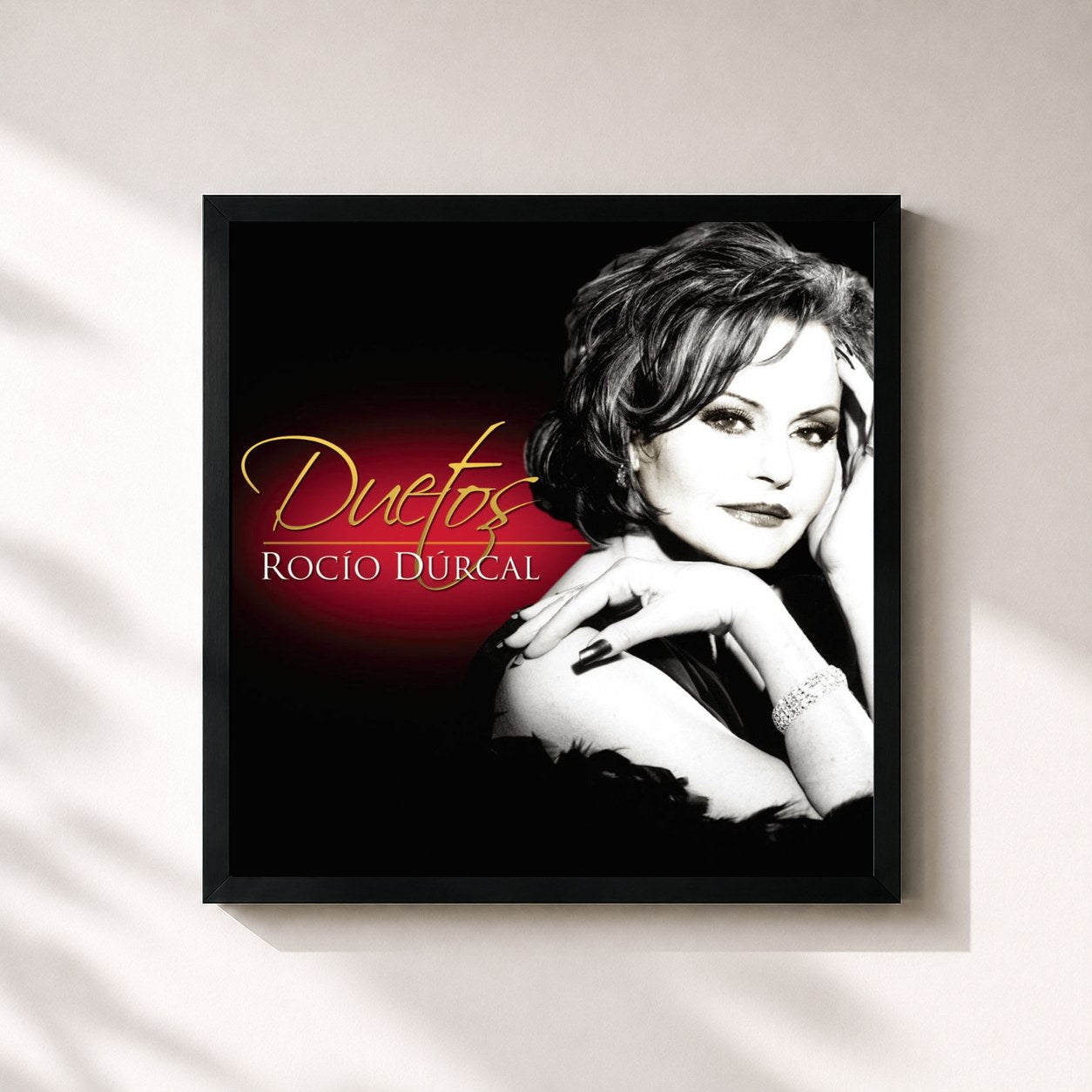 #noir Tableau carré de l'album Rocio Durcal - Duetos de Rocio Durcal, cadre noir 32x32 cm