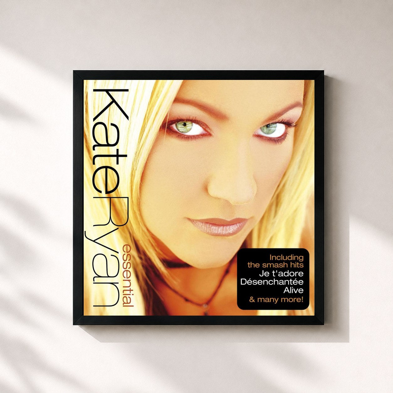 #noir Tableau carré de l'album Essential de Kate Ryan, cadre noir 32x32 cm