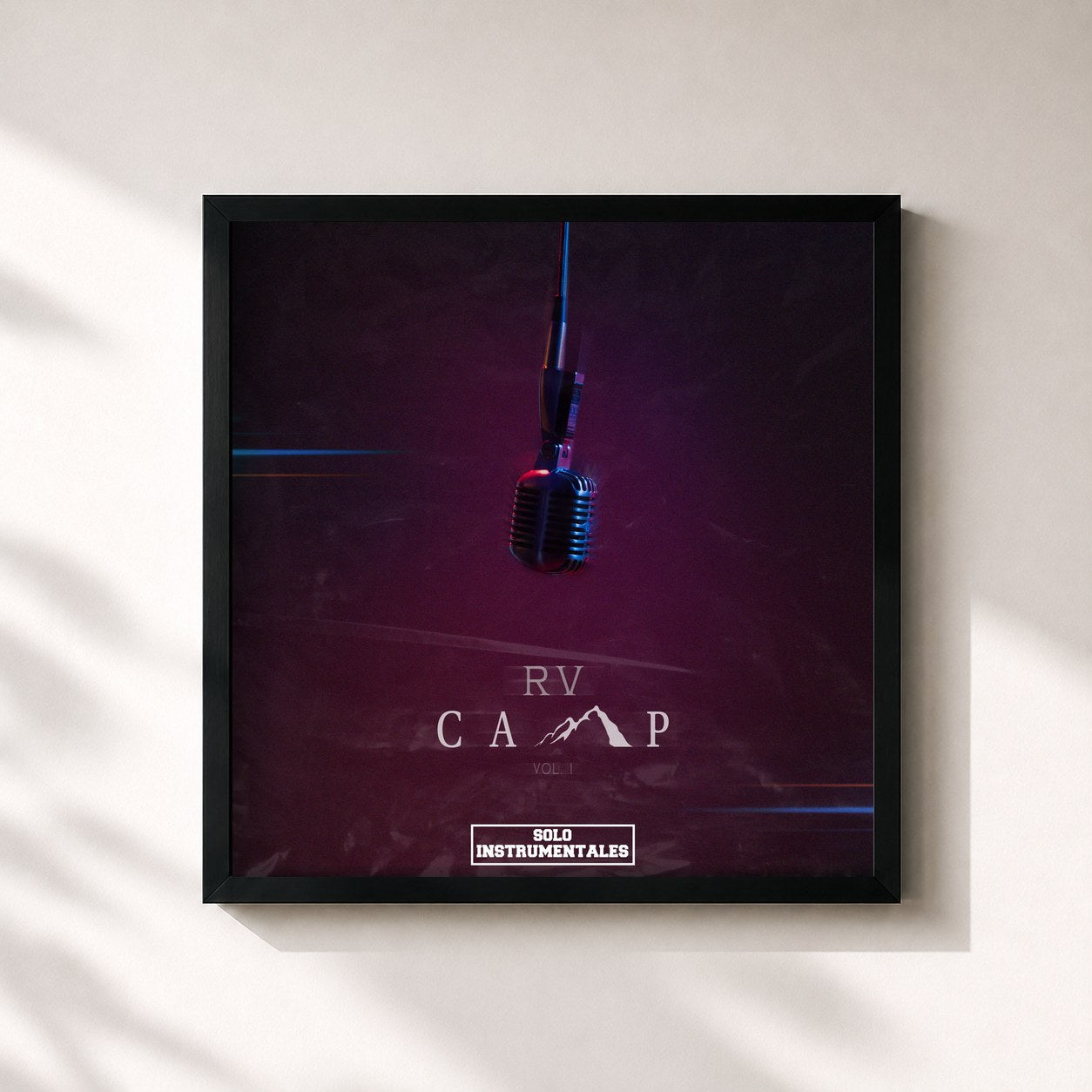 #noir Tableau carré de l'album RV Camp, Vol. 1 (Instrumental) de Rich Vagos, cadre noir 32x32 cm
