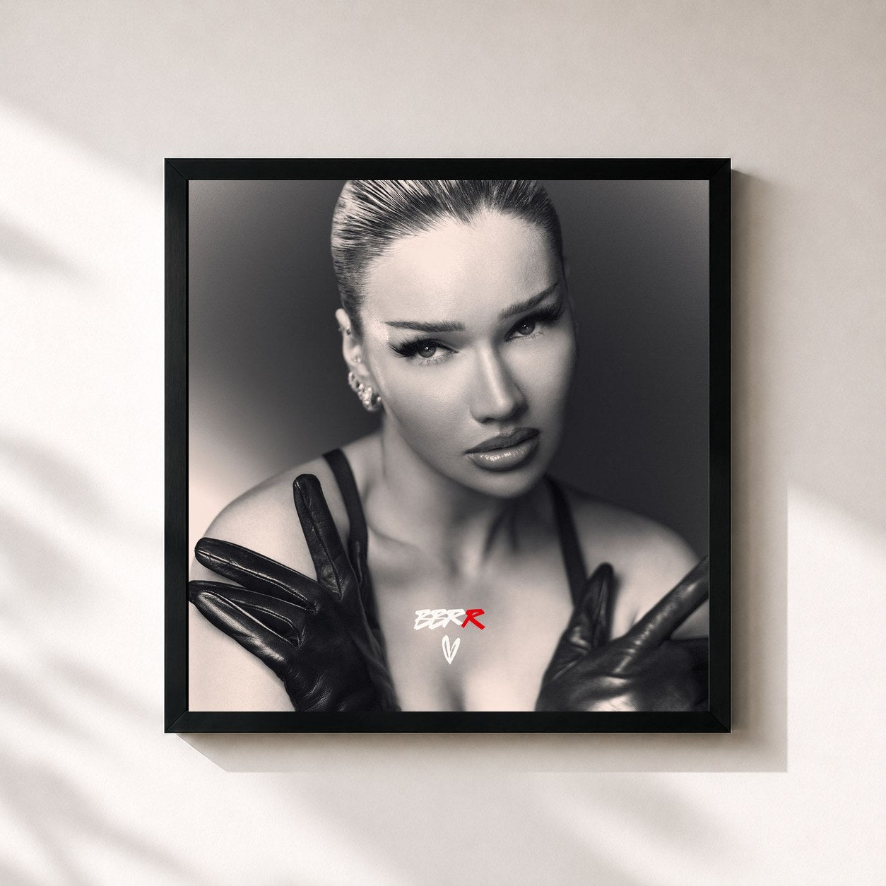 #noir Tableau carré de l'album Bitches brauchen Rap de Shirin David, cadre noir 32x32 cm
