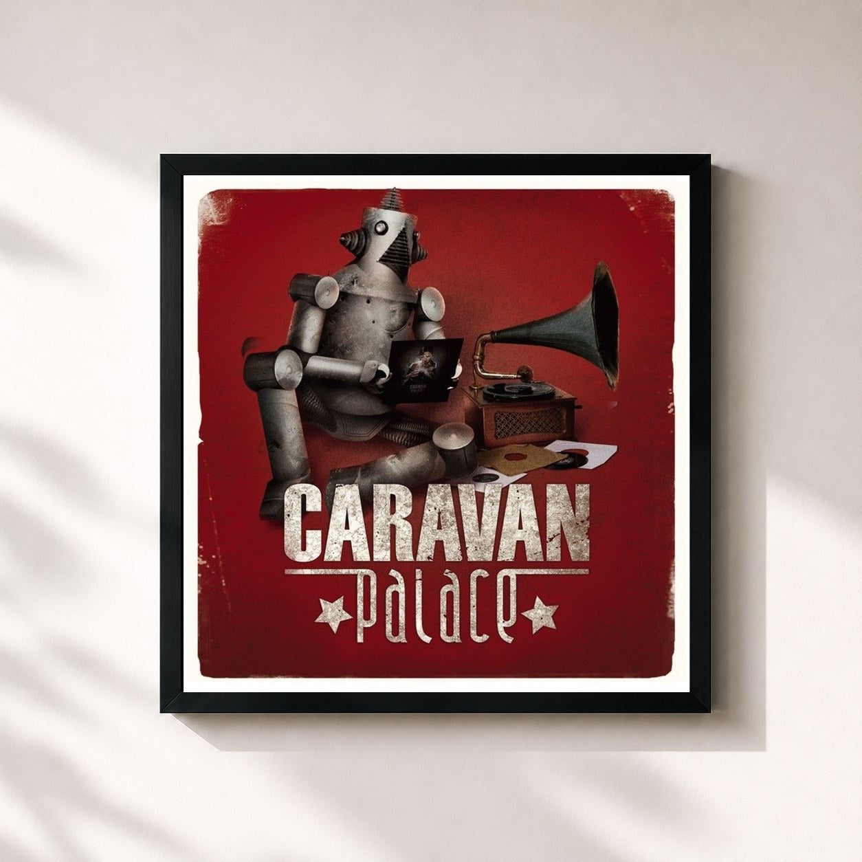 #noir Tableau carré de l'album Caravan Palace de Caravan Palace, cadre noir 32x32 cm