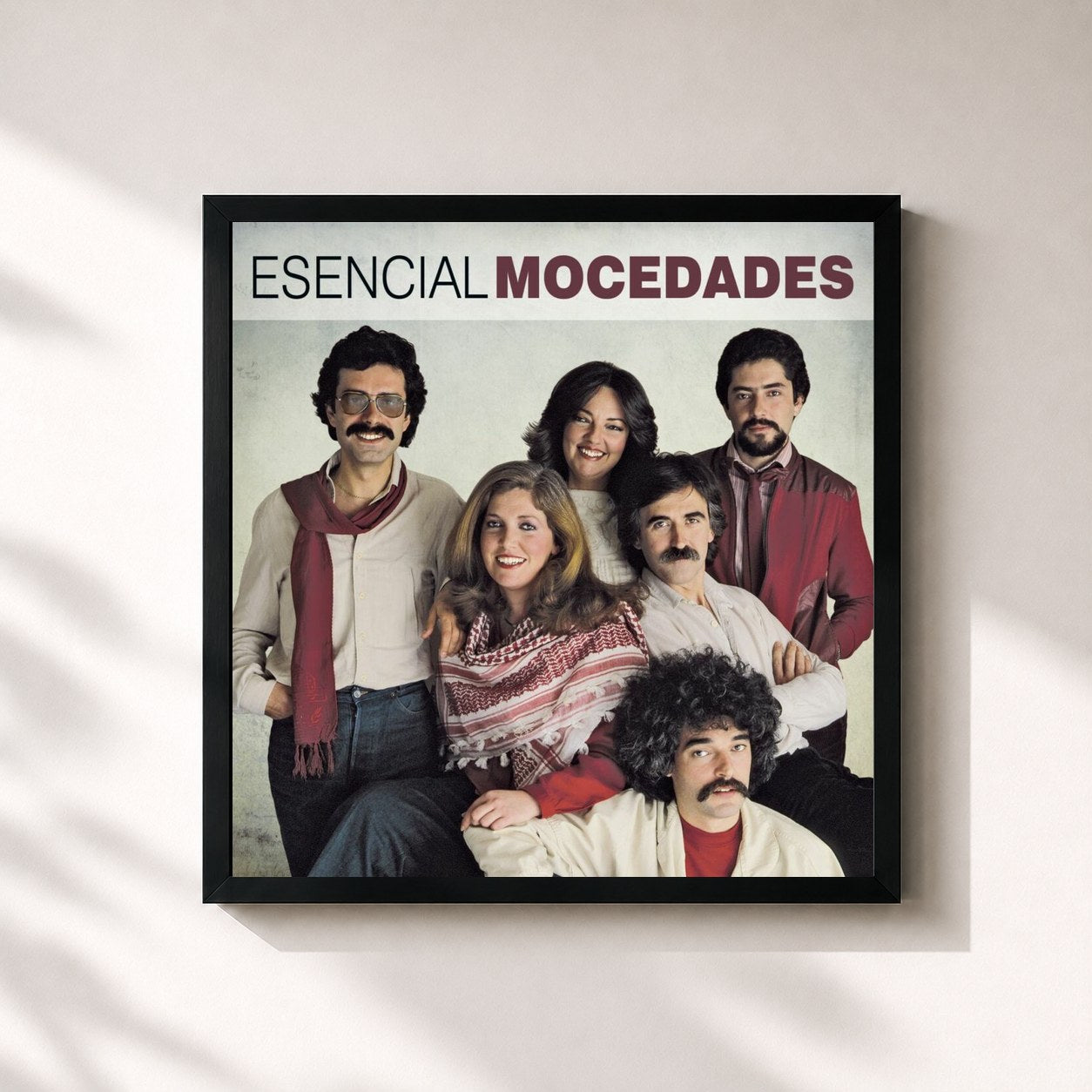 #noir Tableau carré de l'album Esencial Mocedades de Mocedades, cadre noir 32x32 cm