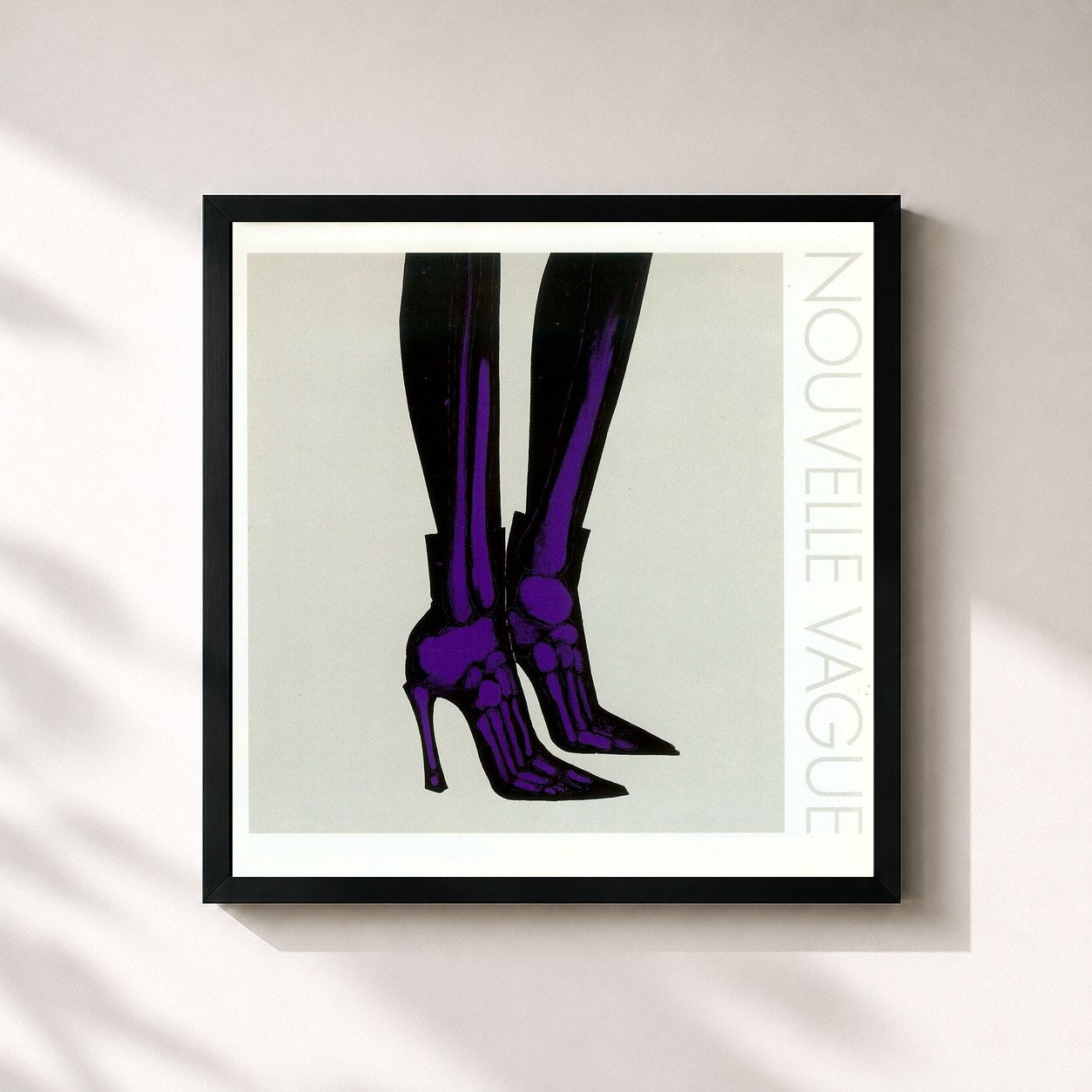 #noir Tableau carré de l'album Version Française de Nouvelle Vague, cadre noir 32x32 cm