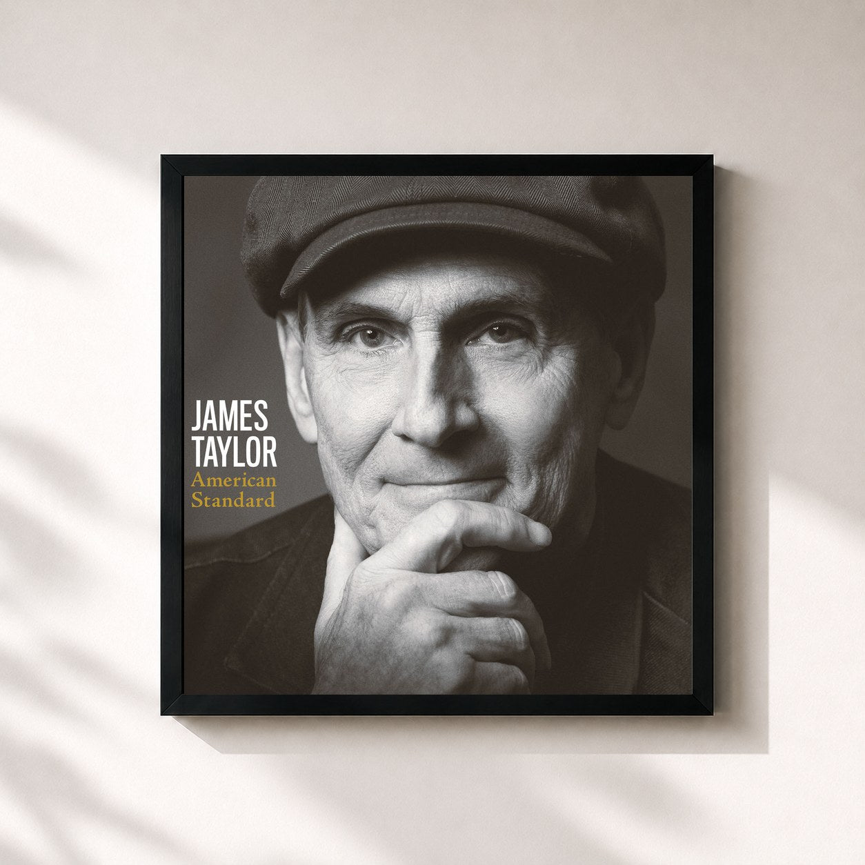 #noir Tableau carré de l'album American Standard de James Taylor, cadre noir 32x32 cm