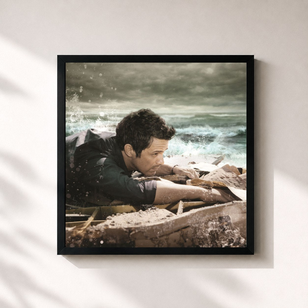 #noir Tableau carré de l'album La Música No Se Toca (Deluxe) de Alejandro Sanz, cadre noir 32x32 cm