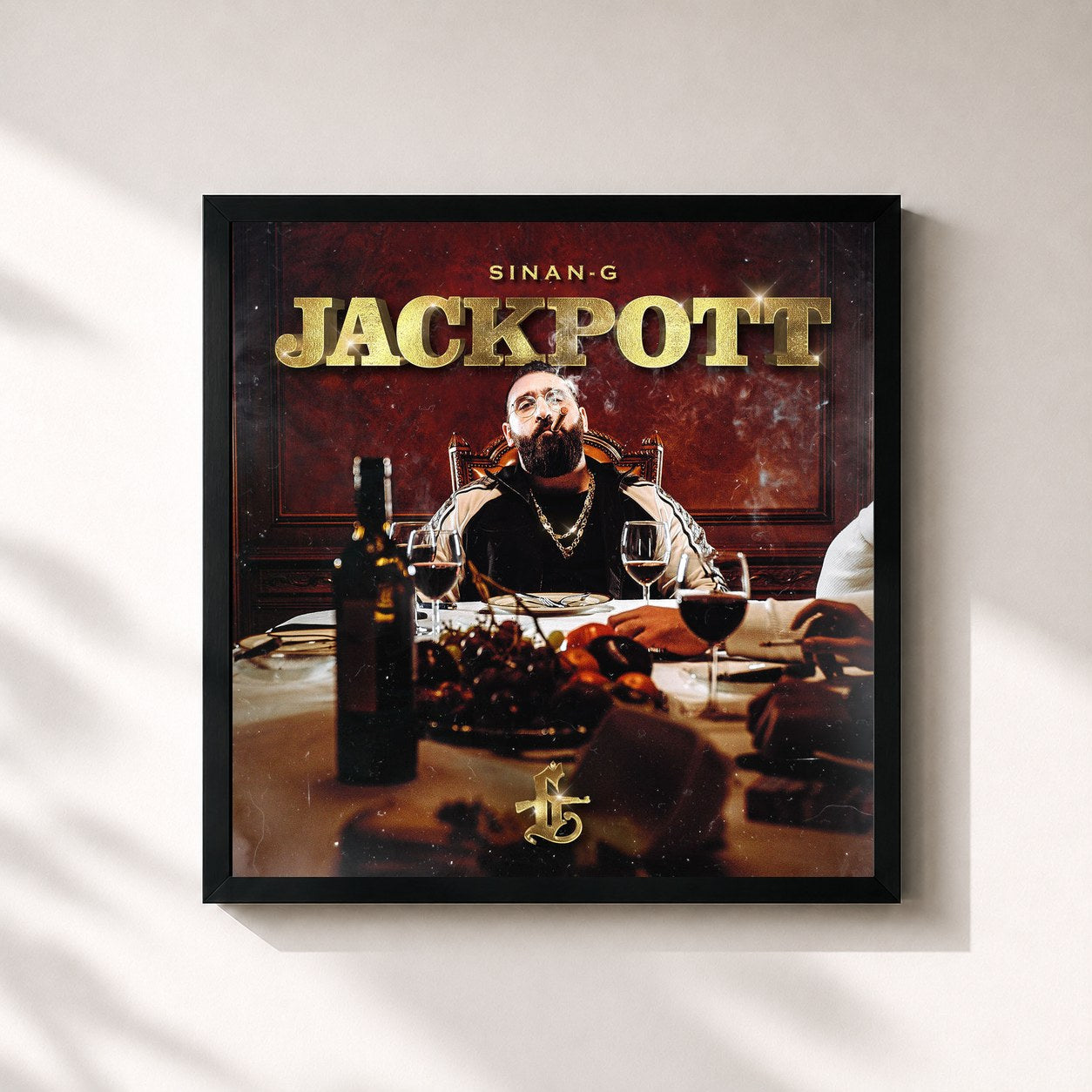 #noir Tableau carré de l'album Jackpott de Sinan-G, cadre noir 32x32 cm