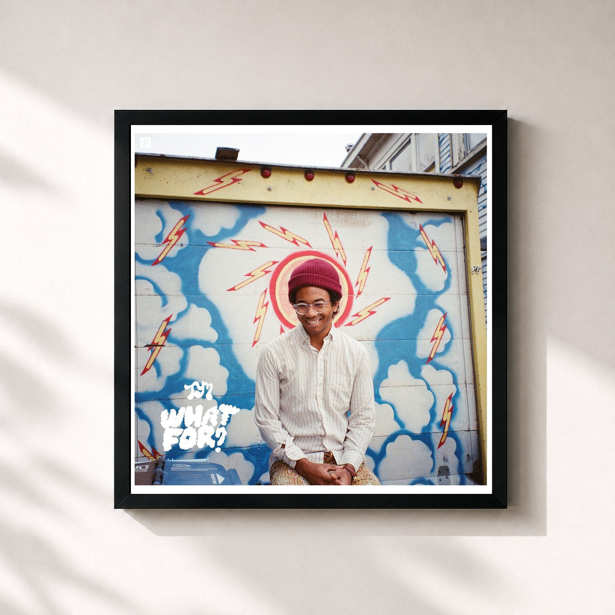 #noir Tableau carré de l'album What For? de Toro Y Moi, cadre noir 32x32 cm