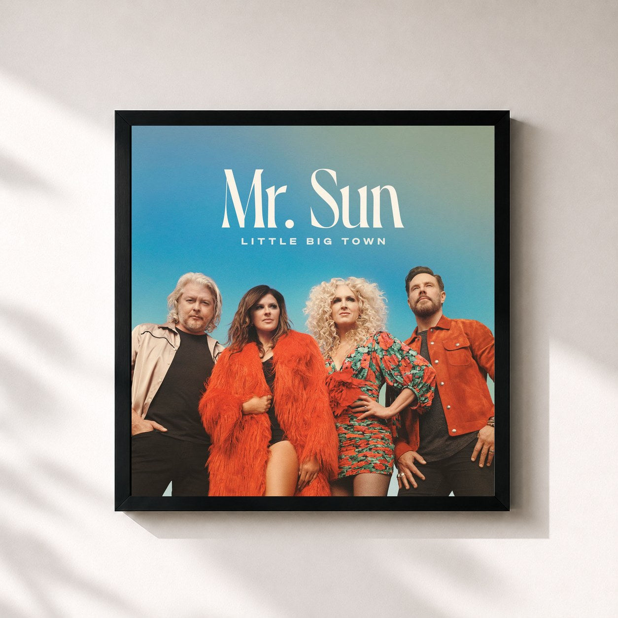 #noir Tableau carré de l'album Mr. Sun de Little Big Town, cadre noir 32x32 cm