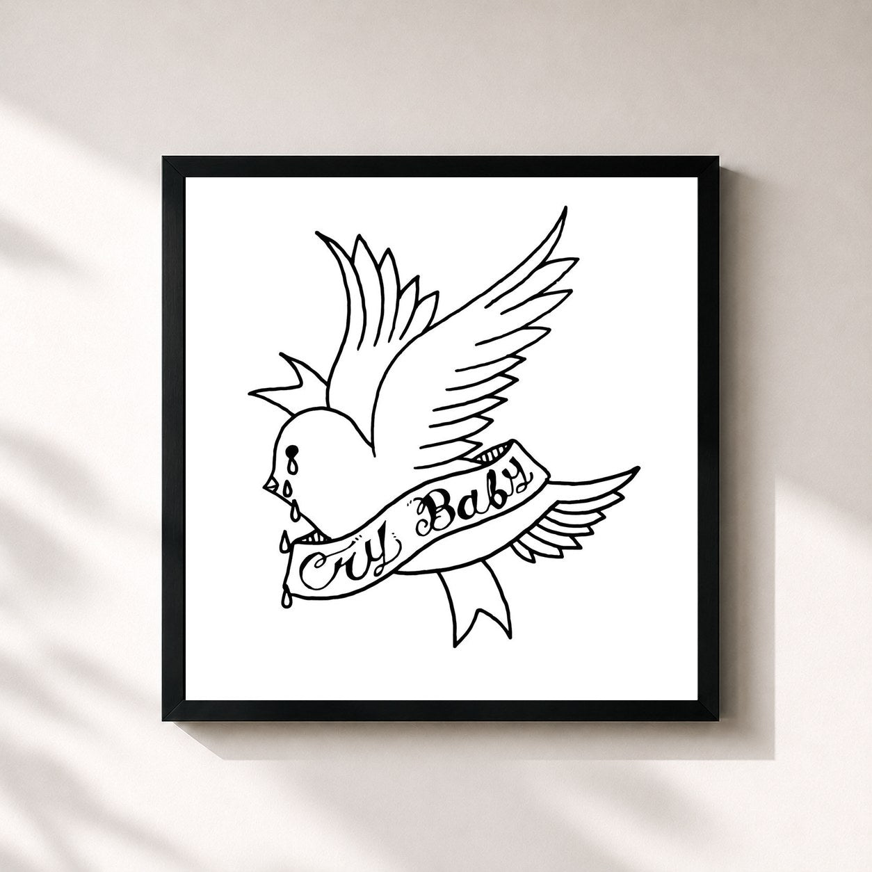 #noir Tableau carré de l'album crybaby de Lil Peep, cadre noir 32x32 cm