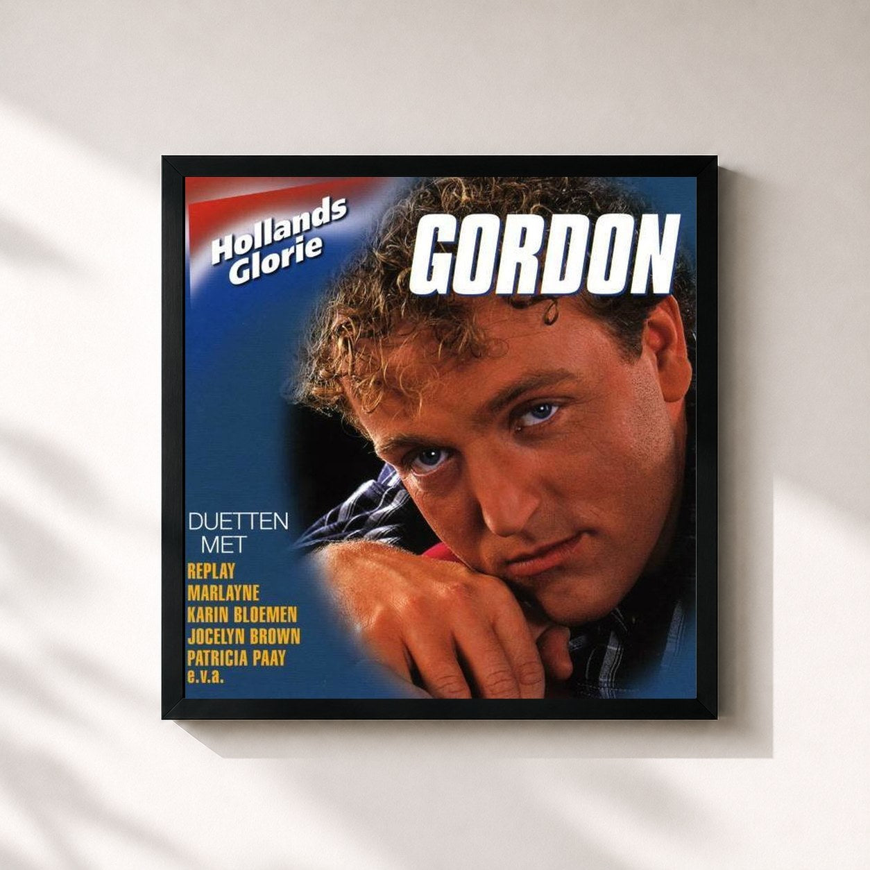 #noir Tableau carré de l'album Hollands Glorie - Duetten met Gordon de Gordon, cadre noir 32x32 cm
