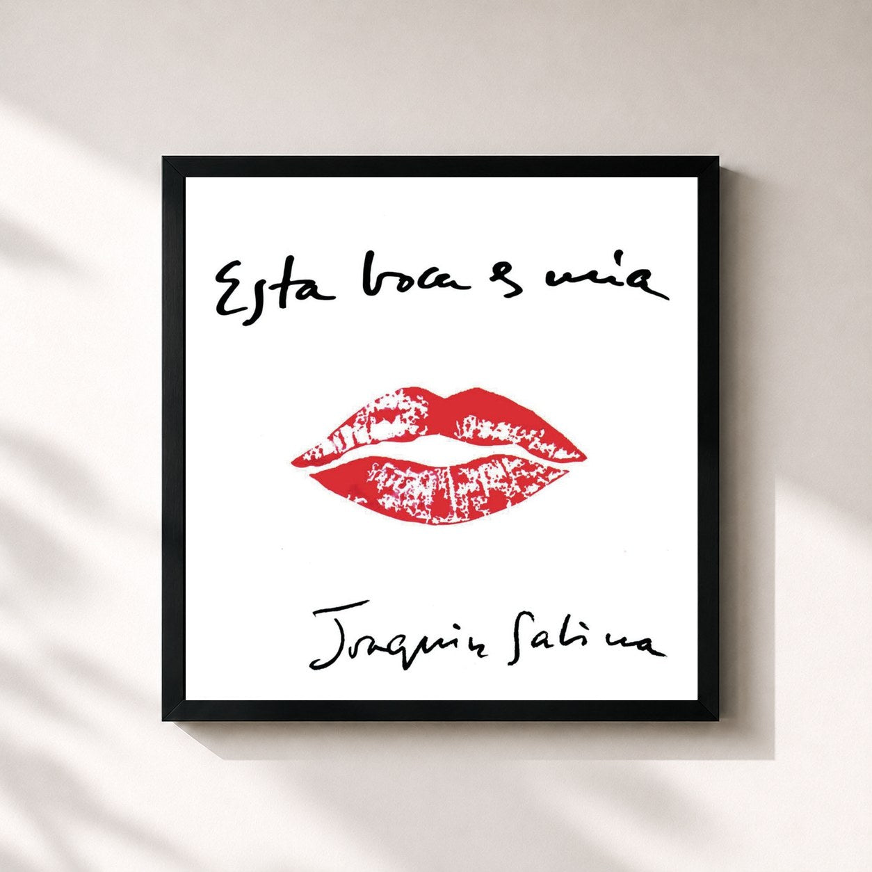 #noir Tableau carré de l'album Esta Boca Es Mia de Joaquín Sabina, cadre noir 32x32 cm