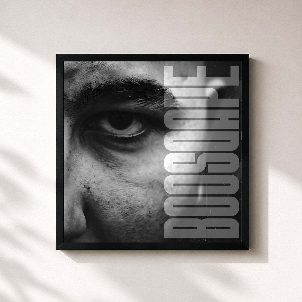 #noir Tableau carré de l'album Boosqape de Sadiq, cadre noir 32x32 cm