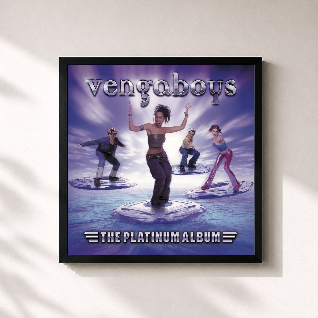 #noir Tableau carré de l'album The Platinum Album de Vengaboys, cadre noir 32x32 cm