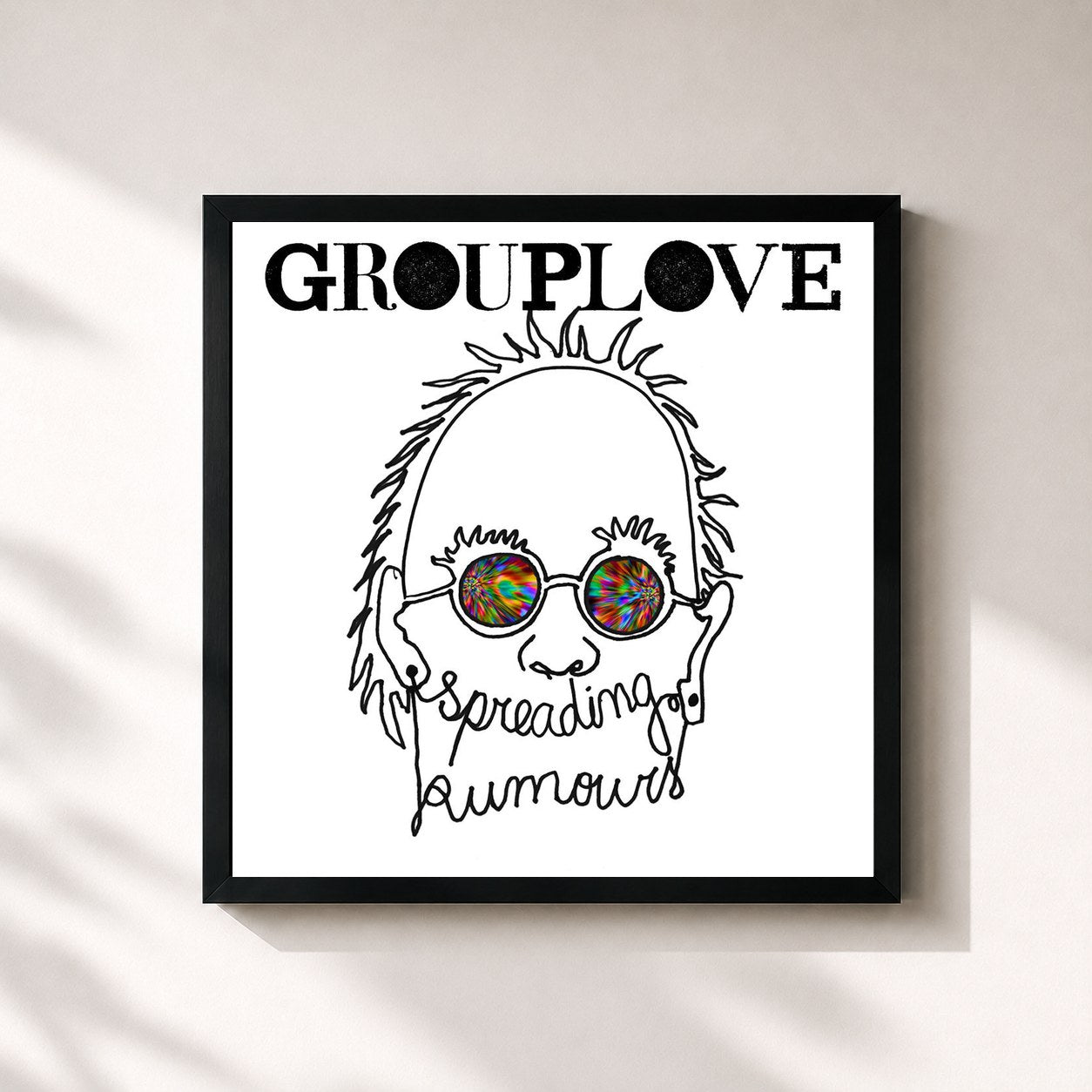 #noir Tableau carré de l'album Spreading Rumours de Grouplove, cadre noir 32x32 cm