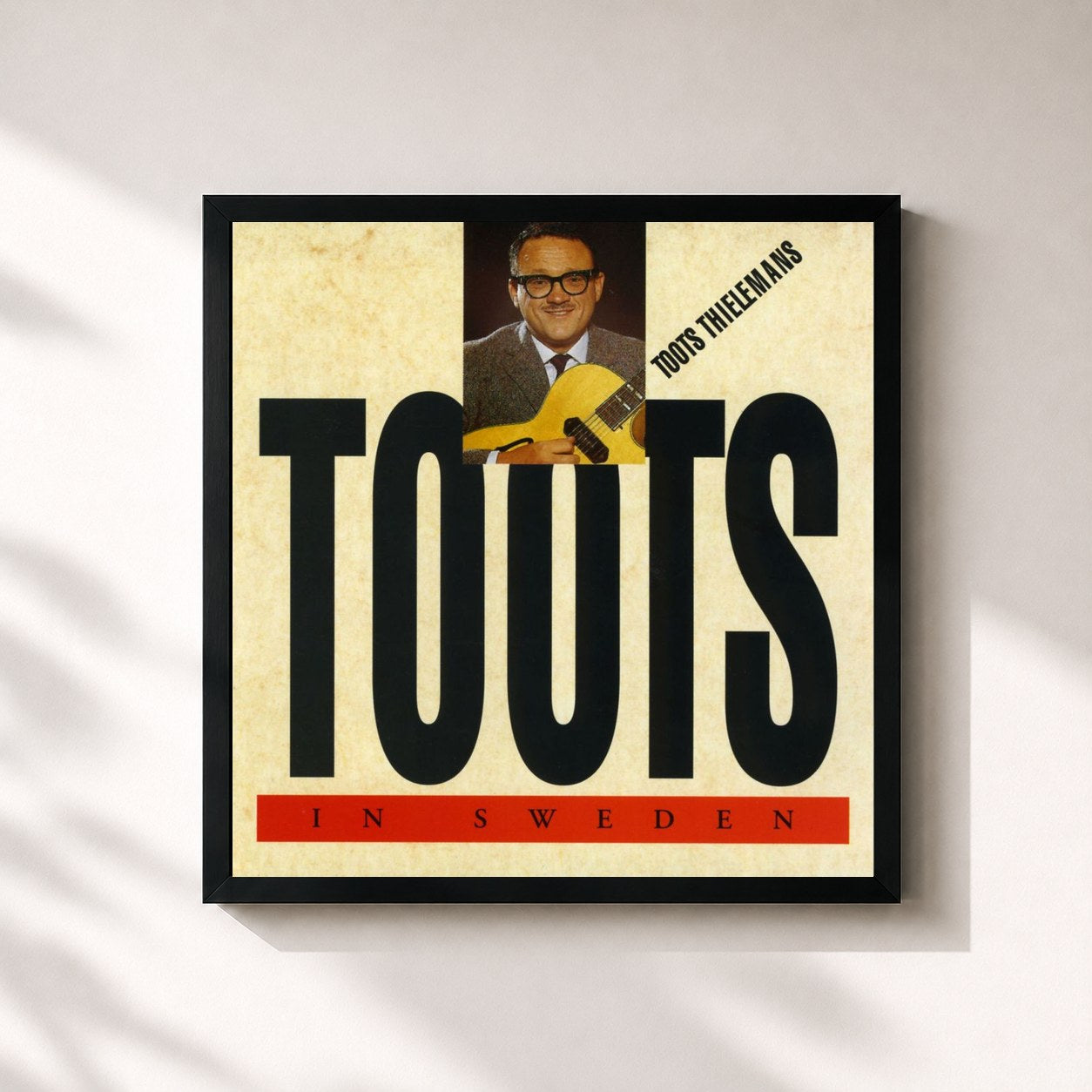 #noir Tableau carré de l'album Toots in Sweden de Toots Thielemans, cadre noir 32x32 cm