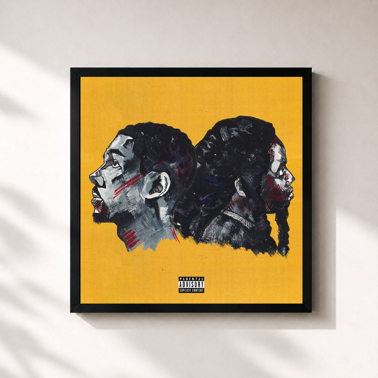 #noir Tableau carré de l'album DOU3LE 3AK de WSTRN, cadre noir 32x32 cm