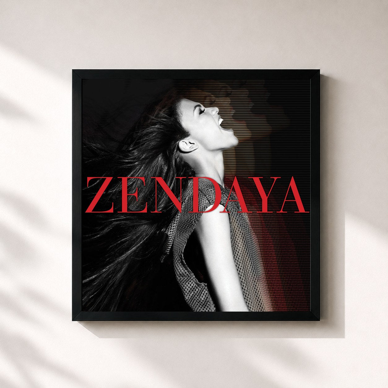 #noir Tableau carré de l'album Zendaya de Zendaya, cadre noir 32x32 cm