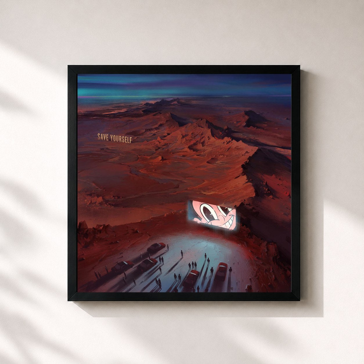 #noir Tableau carré de l'album SAVE YOURSELF de SBTRKT, cadre noir 32x32 cm