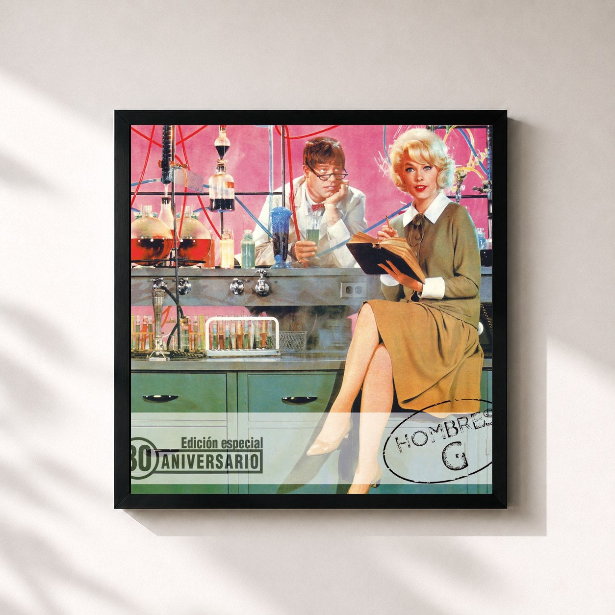 #noir Tableau carré de l'album Hombres G (Edición 30 Aniversario) de Hombres G, cadre noir 32x32 cm
