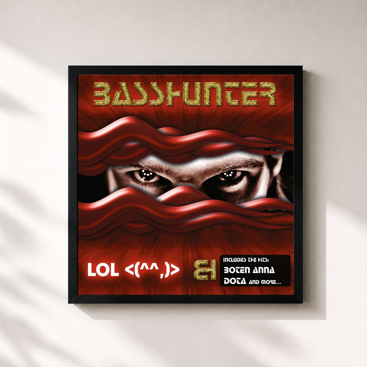 #noir Tableau carré de l'album LOL (International version) de Basshunter, cadre noir 32x32 cm
