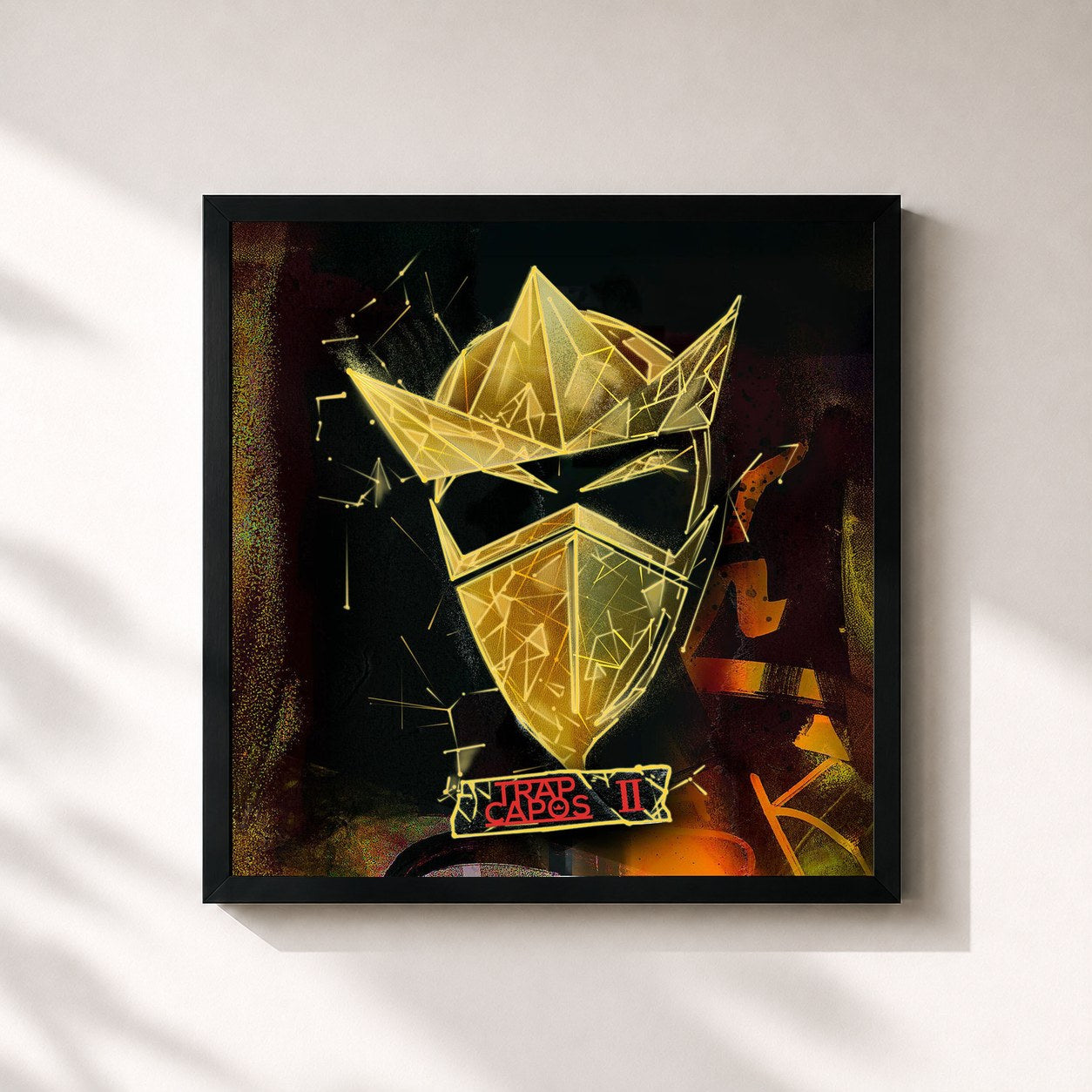 #noir Tableau carré de l'album Trap Capos II de Trap Capos, cadre noir 32x32 cm